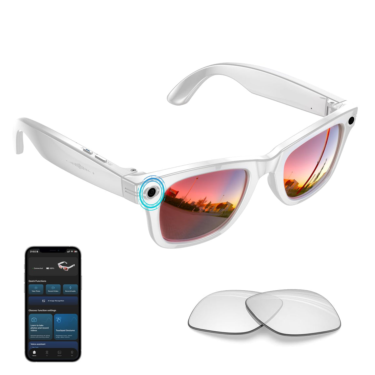 800W AI Smart Camera Glasses with Translation Recording Calls