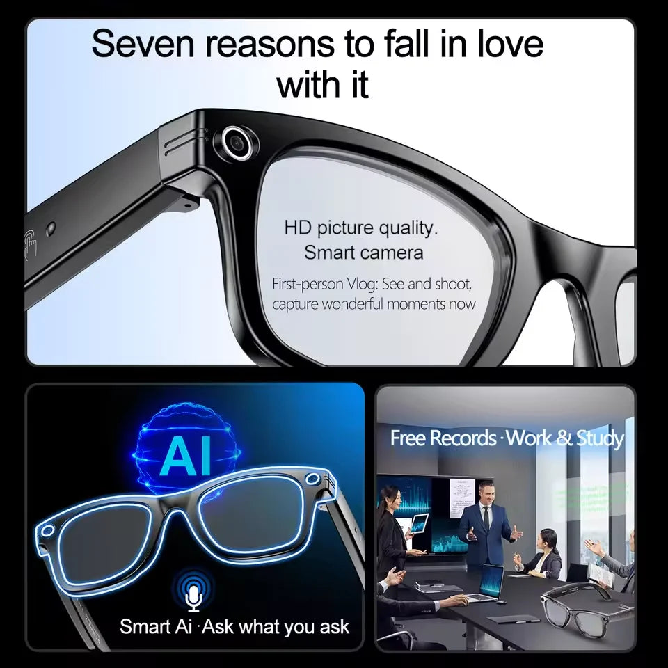 800W AI Smart Camera Glasses with Translation Recording Calls