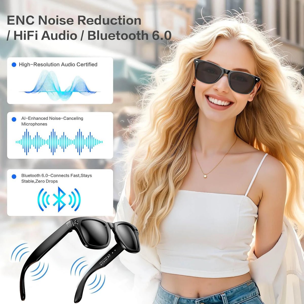 800W AI Smart Camera Glasses with Translation Recording Calls