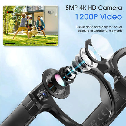 800W AI Smart Camera Glasses with Translation Recording Calls