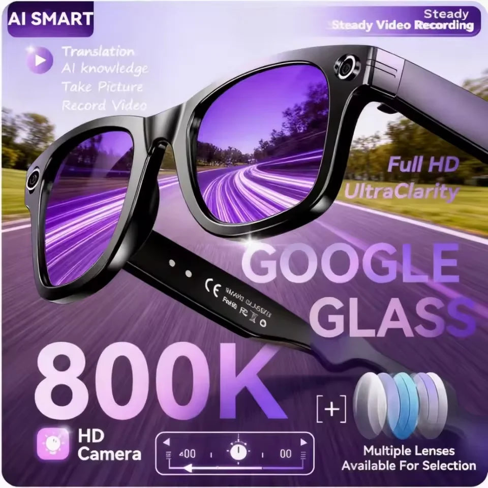 800W AI Smart Camera Glasses with Translation Recording Calls